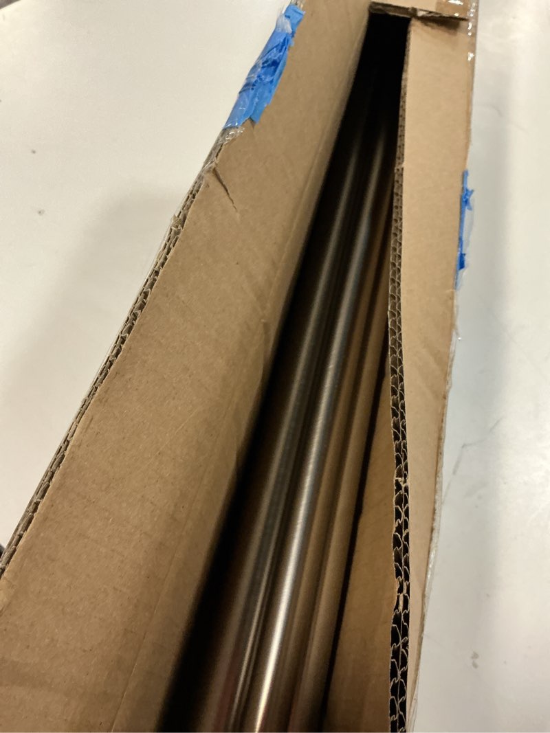 Condition photo showing As Is for umbra cappa double curtain rod, includes 2 matching finials, brackets & hardware, 66 to 120-inch, nickel 66 to 120-inch nickel