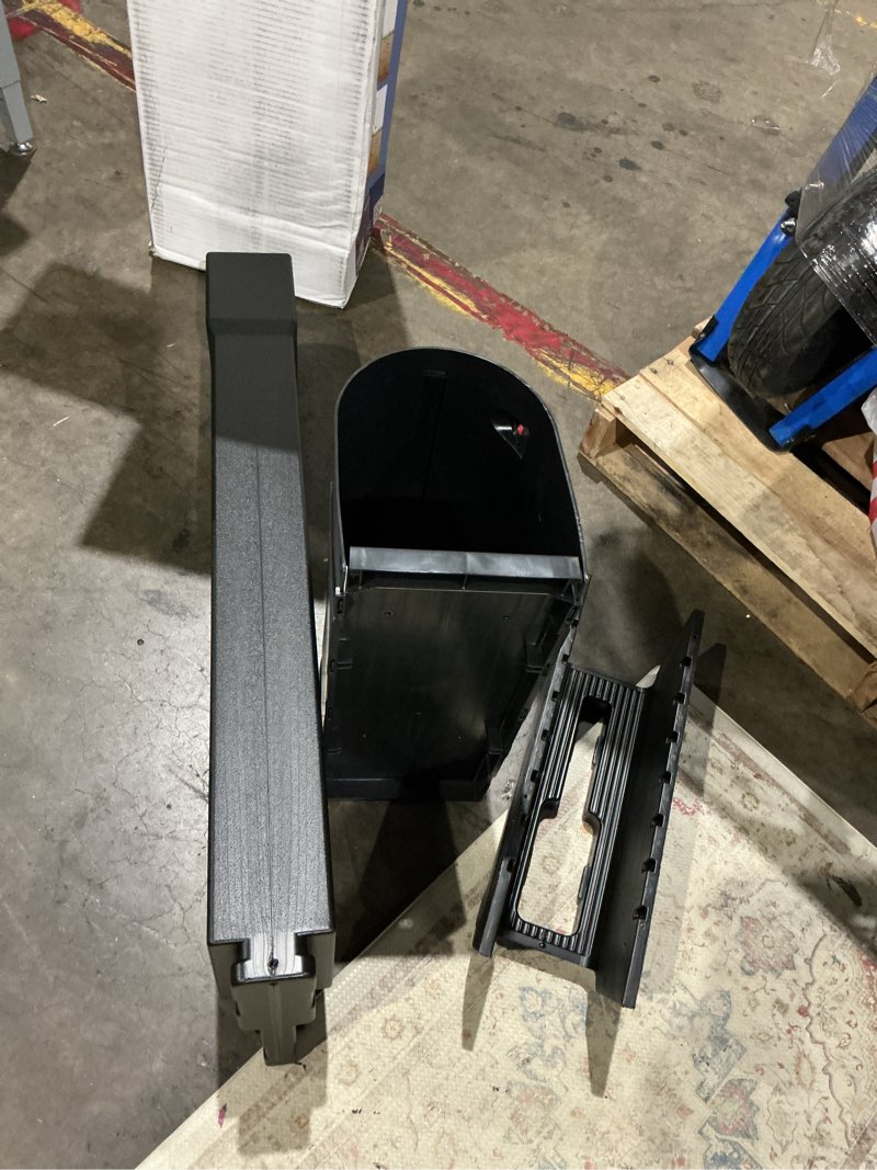 Condition photo showing As Is for postal pro post mount black plastic large mailbox with post