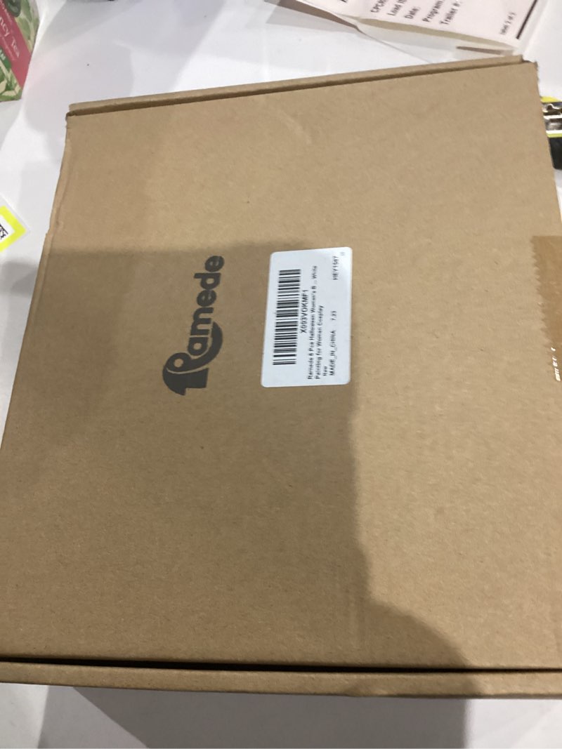 Condition photo showing New/Like New for Ramede 6 Pcs Halloween Women's Bride Costume Red Gothic Wedding Dress Costume 80s Black Roses Flower Bunch Lace Gloves Layered Red Veil Fishnet Stockings Wig Bags White Painting for Women Cosplay