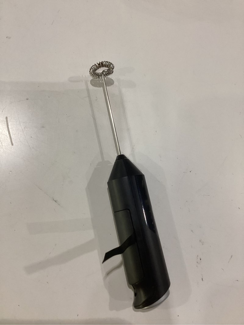 Condition photo showing As Is for bonsenkitchen powerful milk frother for coffee, fast handheld drink mixer with stainless steel whisk, battery operated hand frother stirrer wand-black black normal, used
