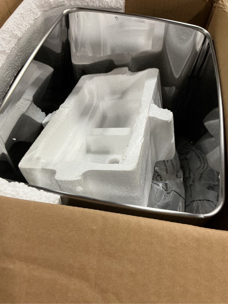 Condition photo showing As Is for SIMPLI-MAGIC Sensor Trash Can Automatic Touchless Kitchen Garbage Bin, Stainless Steel, 13 Gallon