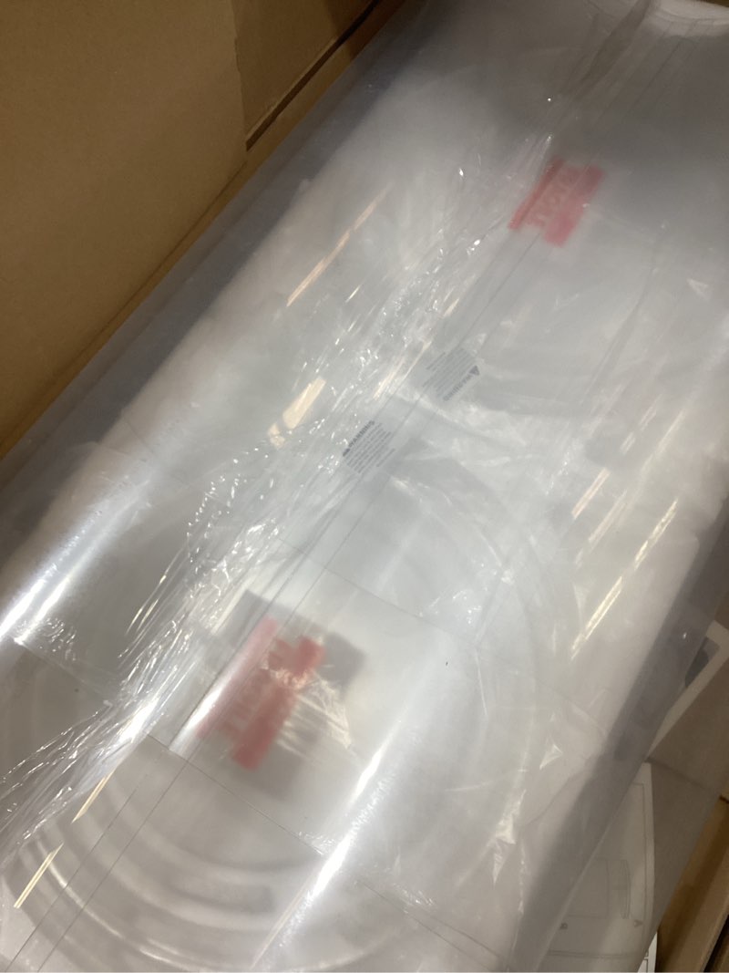 Condition photo showing As Is for Putros Cylinder Pedestal Stands 3Pcs Clear Round Cylinder Pedestal Display Plinth Pillars for Wedding Party Decor 35.4''(L),29.5''(M),23.6''(S)