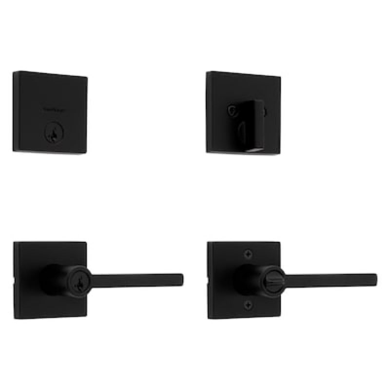 kwikset halifax matte black interior or exterior double-cylinder deadbolt and keyed entry door