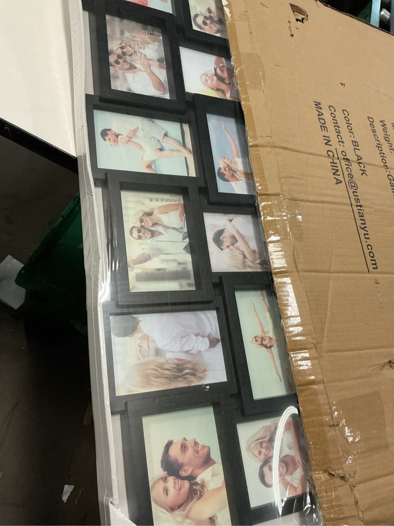 Condition photo showing Good Condition for j.m.deco collage picture frames for wall decor, 18-opening reunion family friends picture frame set, 4 x 6 photo frames for living room, bedroom, gallery wall hanging, black black * 18 opening