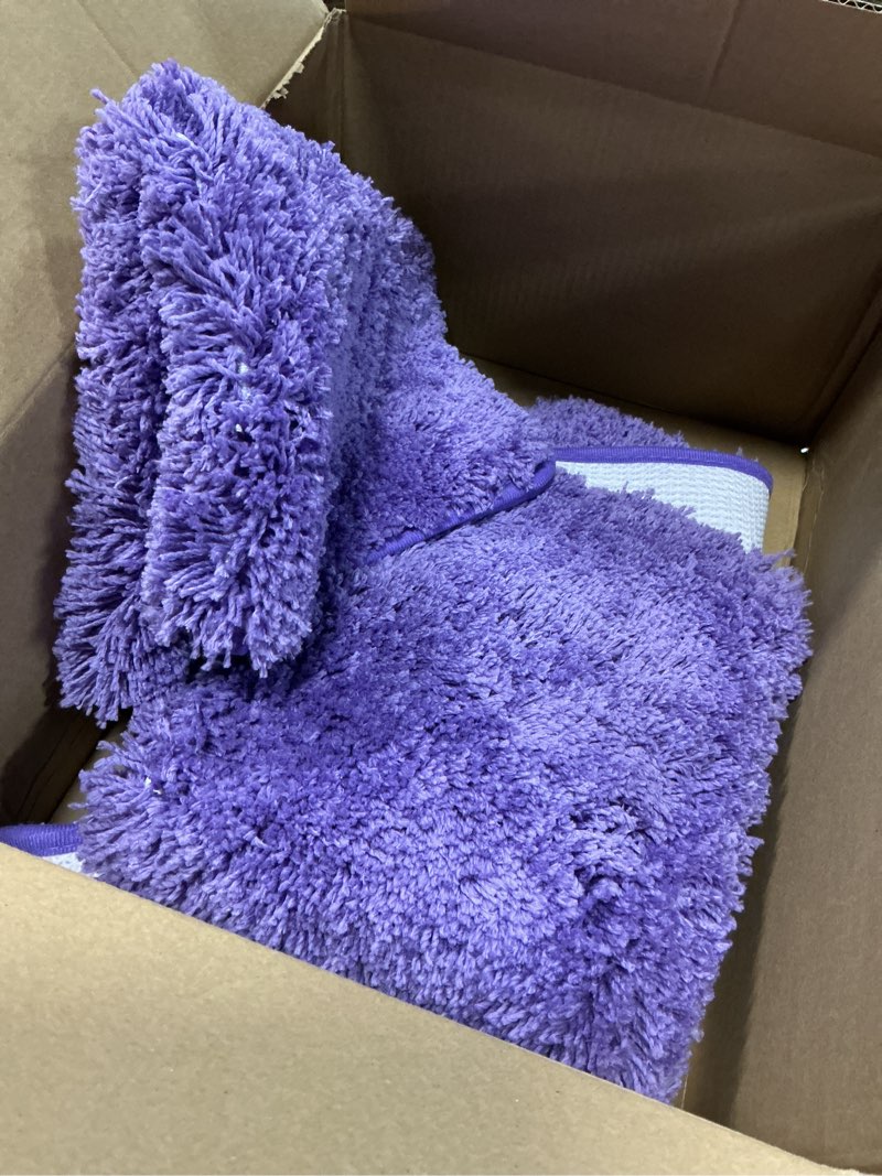 Condition photo showing As Is for YHF Bathroom Rug Set 2 Piece, Extra Thick & Soft Microfiber Shaggy, Machine Washable Bath Mats, Absorbent Bath Rugs, Non-Slip Rubber Backing Bath Mat for Bathroom Floor, Tub and Shower, Purple Purple 2 Piece: 17" X 24" + 20" X 32"