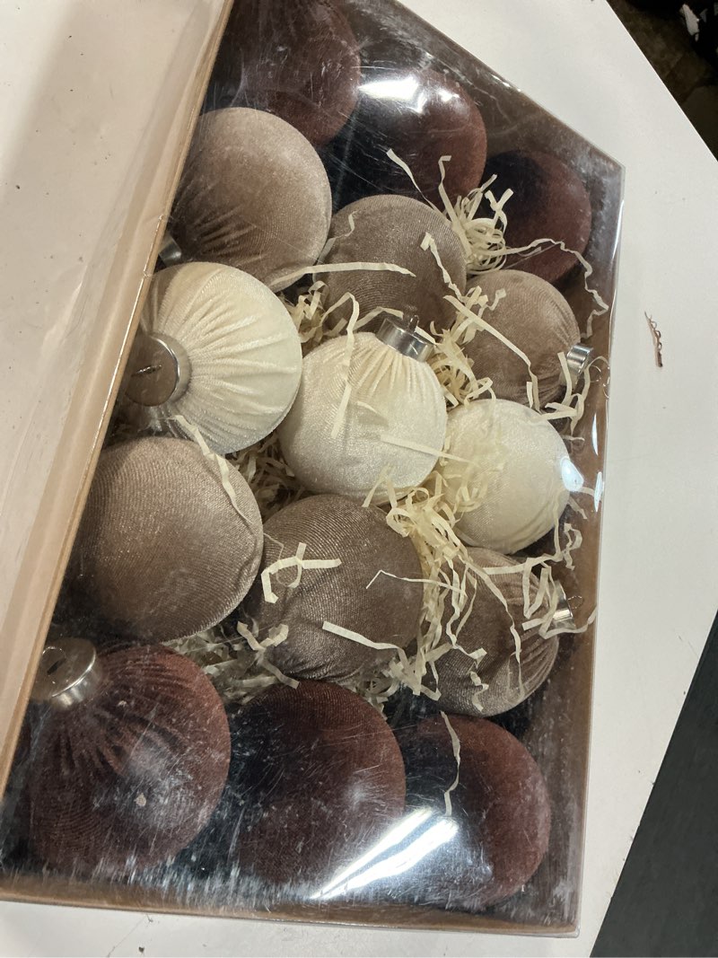 Condition photo showing Good Condition for brown velvet christmas tree ornaments - 15pcs shatterproof christmas balls for xmas trees decorations - multicolor brown neutral beige, 80mm 3.15inch