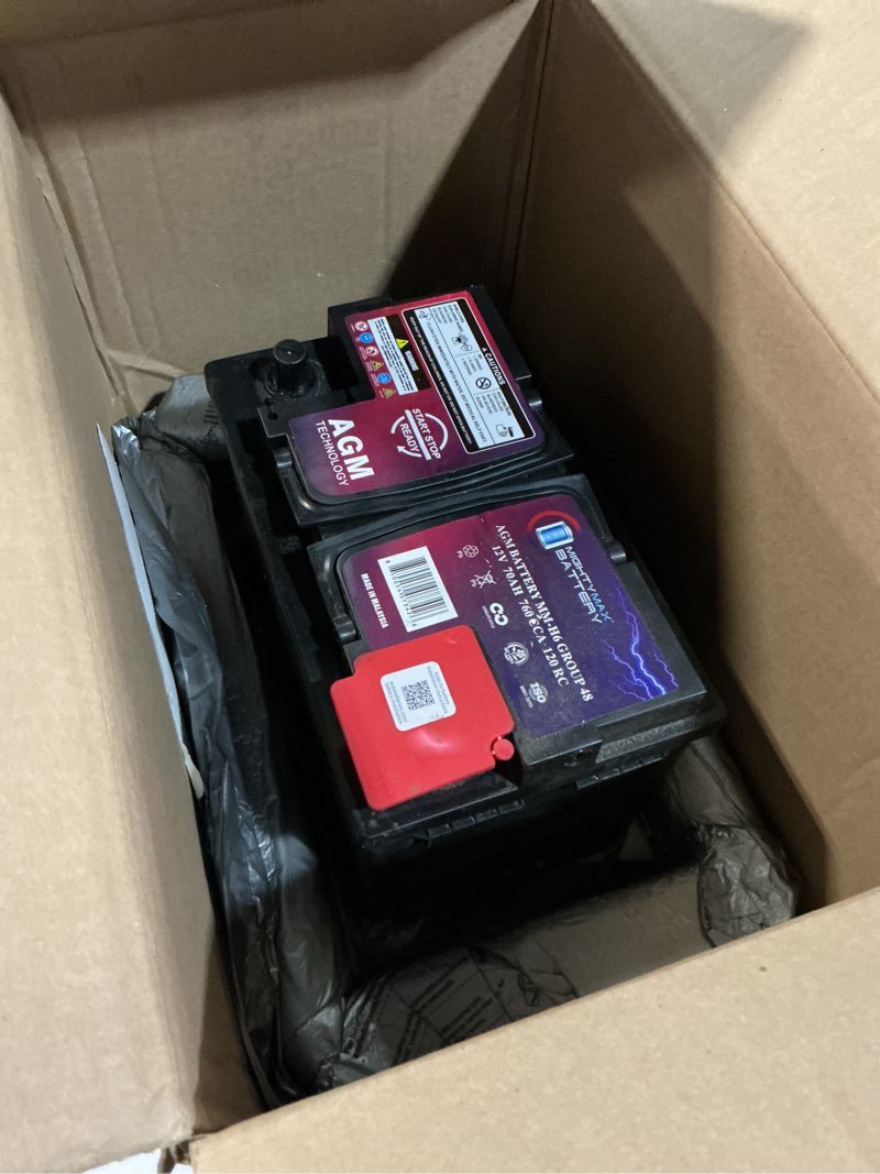 Condition photo showing As Is for Mighty Max Battery MM-H6 Start and Stop Car BCI Group Size 48 12V 70 AH, 120RC, 760 CCA Rechargeable AGM Car Battery Group 48