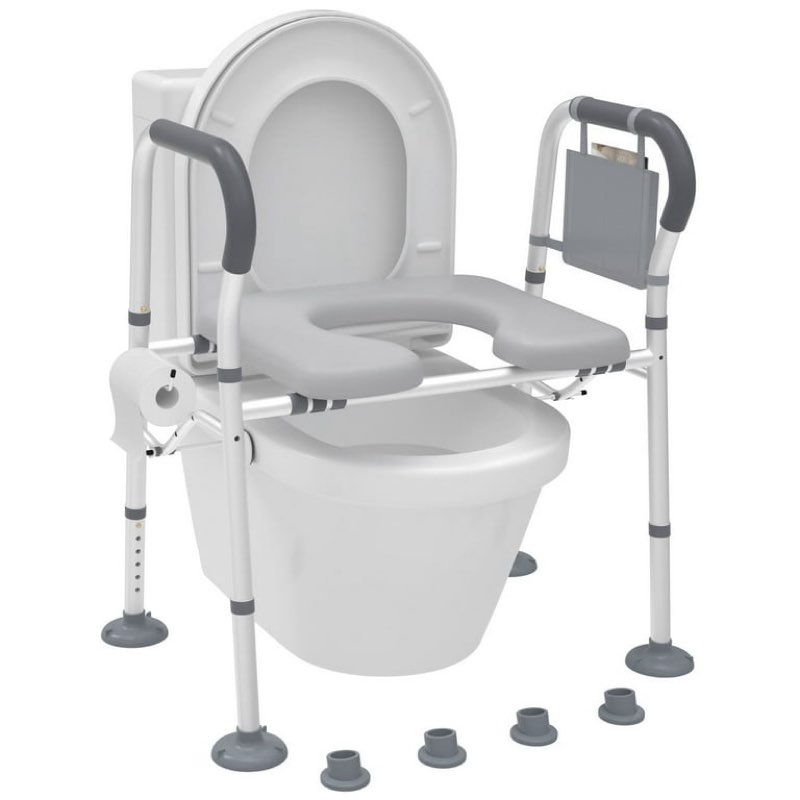 Raised Toilet Seat with Handles, Raised Toilet Seat for Seniors with Adjustable Height & Width, Cozy