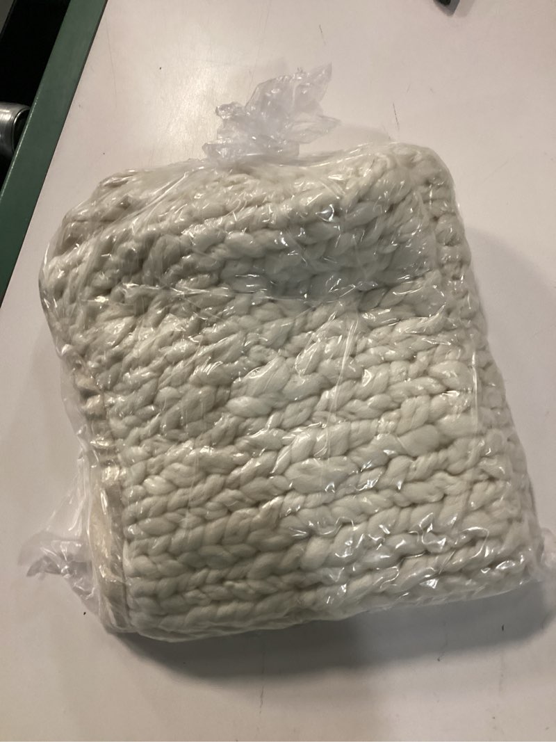 Condition photo showing Good Condition for chunky hand knit wool pillow cover (set of 2), 20x20, ivory