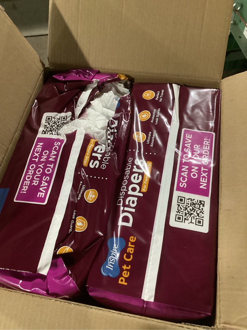 Condition photo showing As Is for Inspire Pet Care Dog Diapers Female Dogs | Bulk Value Doggie Incontinence, Accidents, for Heat, Pee or Period and Housebreaking (Large (60 Count))