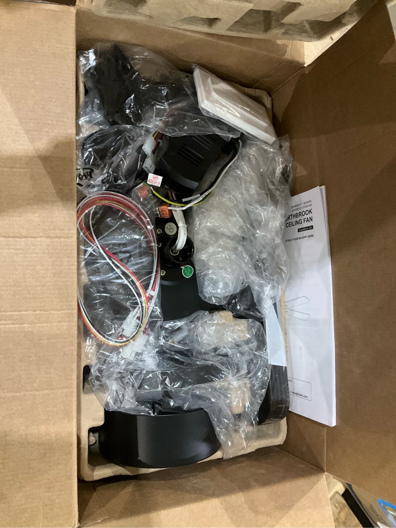 Condition photo showing Good Condition for harbor breeze northbrook 42-in matte black with matte blades led covered outdoor