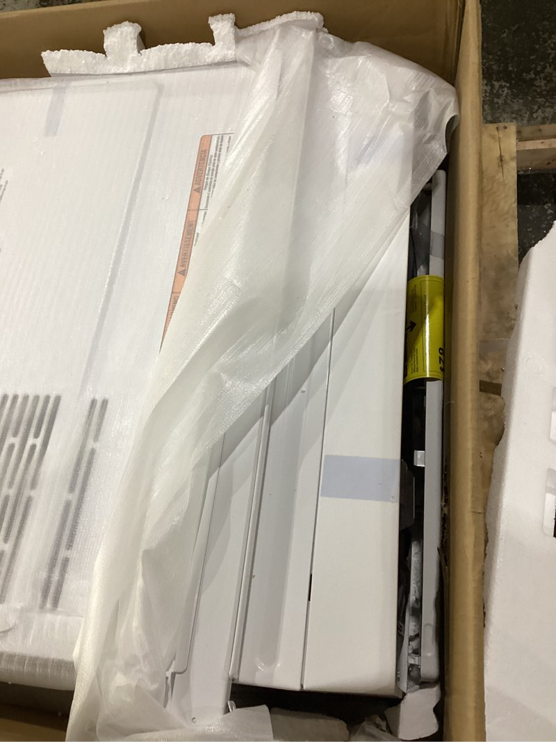 Condition photo showing As Is for not tested whirlpool 15,000 btu window mounted inverter air conditioner with quiet, high efficiency operation and remote, window ac unit for apartment, living room, bedroom, large rooms up to 700 square feet