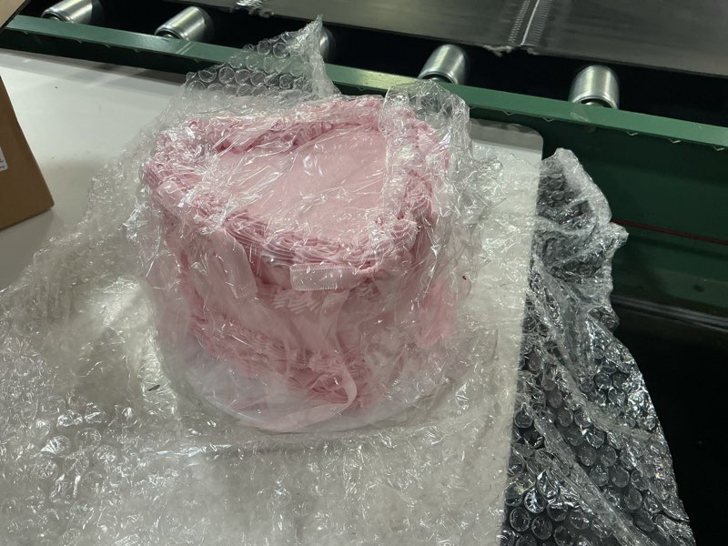 Condition photo showing New/Like New for remerry 6 inch pink bow fake cake coquettish birthday fake cake decor pink bow heart wedding dessert props artificial heart dessert for display photography props women birthday wedding gift pink heart