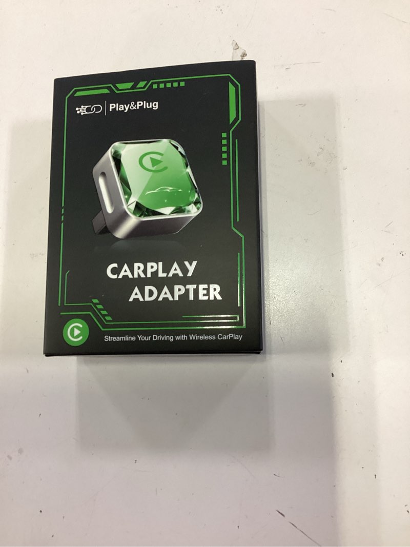 Condition photo showing New/Like New for wireless apple carplay adapter, 5.8g quad-core chip no latency, aerospace silicone cooling, zn-alloy & diamond panel, plug & play wired to wireless carplay adapter silver