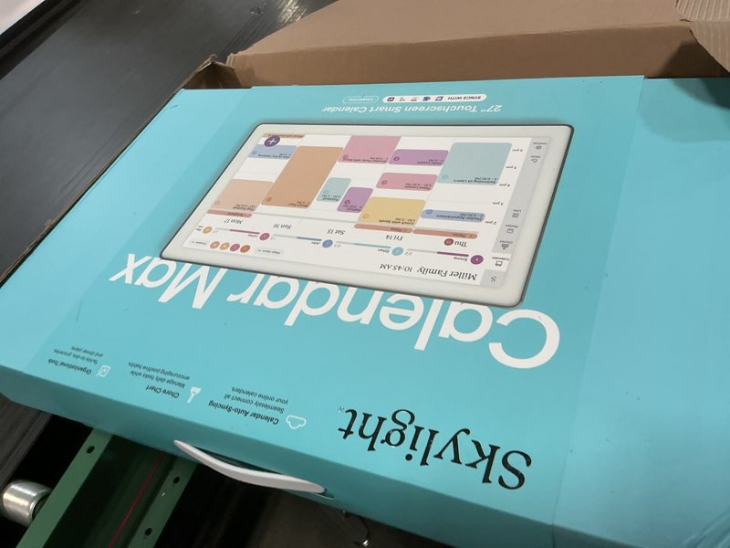 Condition photo showing Good Condition for skylight calendar max: 27-inch smart digital calendar & chore chart, family organizer with interactive touchscreen display – wall mountable in portrait or landscape, charcoal shadowbox frame