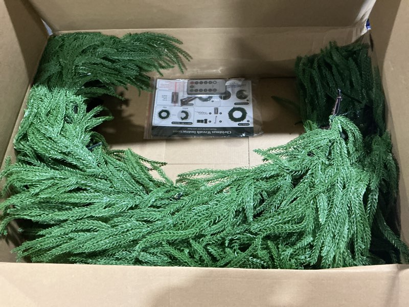Condition photo showing Good Condition for NUPTIO Large Christmas Wreath with Lights: 36 Inch Prelit Real Touch Norfolk Pine Wreaths with Hook for Outdoor Front Door - Realistic Xmas Decorations 100 LED 8-Mode with Remote Timer for Holiday