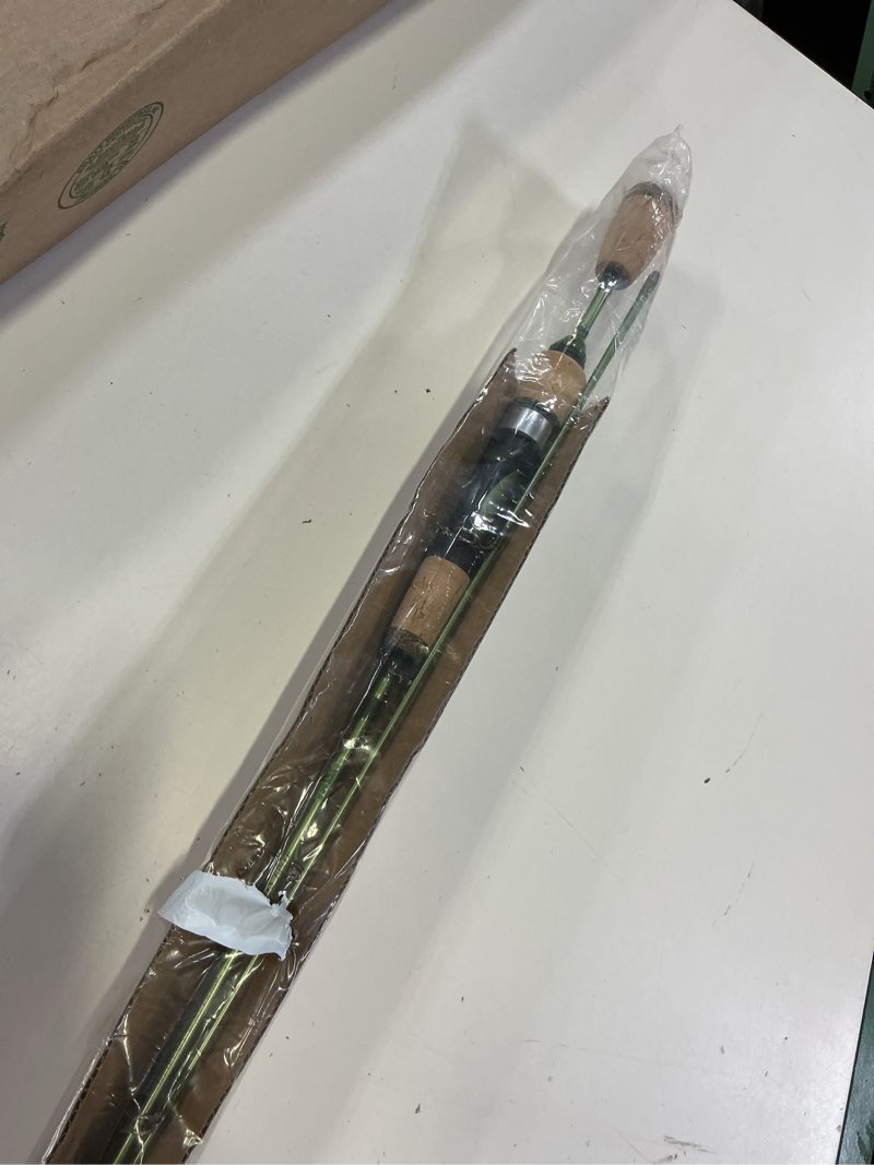 Condition photo showing Good Condition for littma wild streams ultralight spinning&casting trout rod, 2-piece fishing rod for crappie, panfish & micro fishing, green carbon fiber blank with cork handle, 5’6”/6’/6’6”/7’ green 5'6"-spin-ultralight (2pcs)