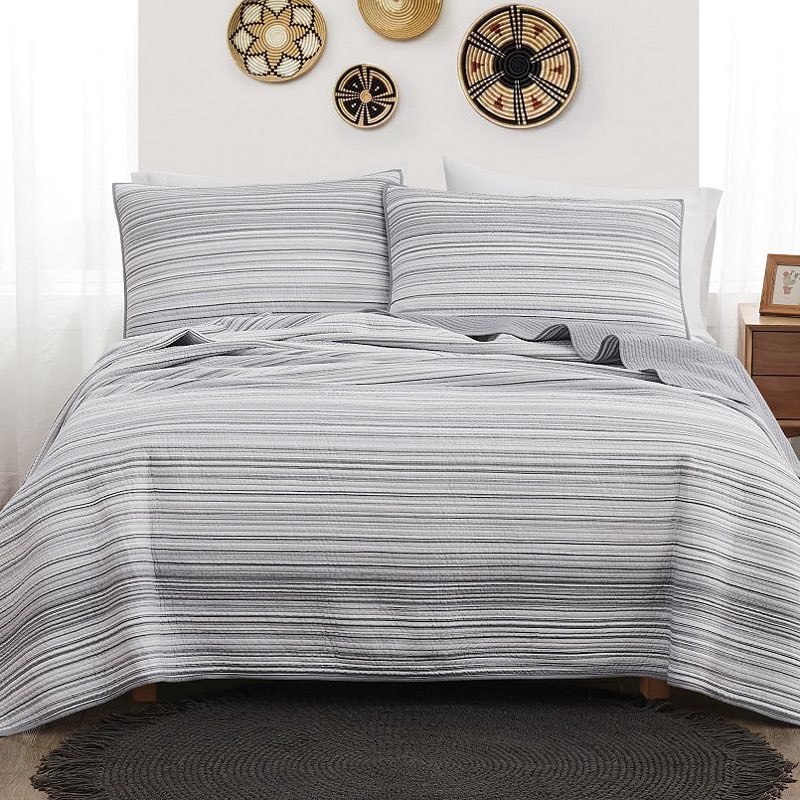 Brooklyn Loom Noah Stripe Yarn Dye Quilt Set with Shams (King Size)