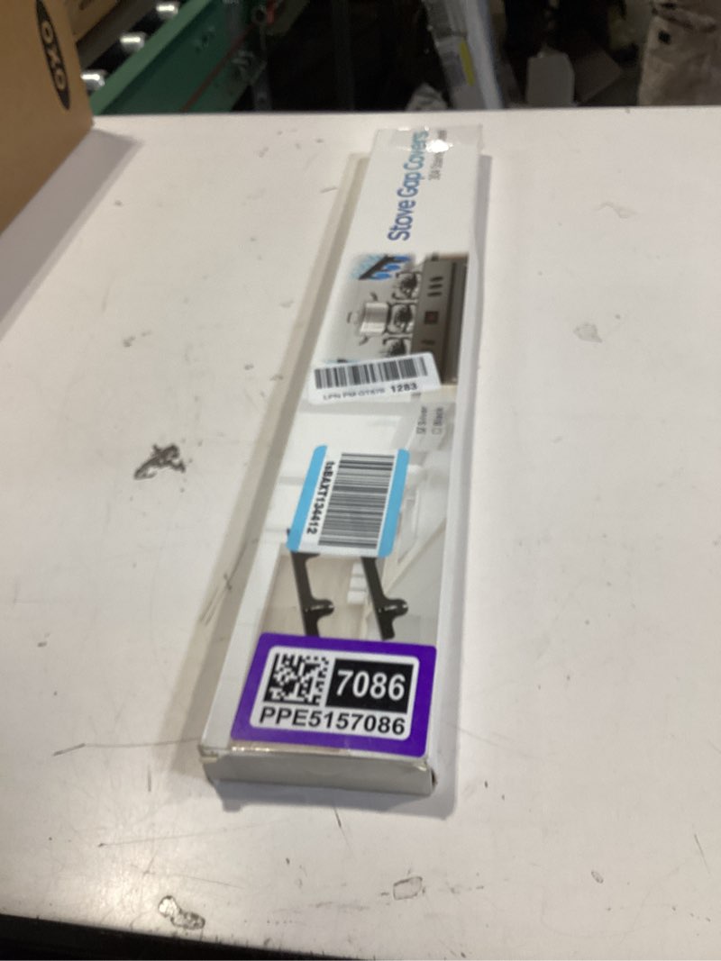 Condition photo showing New/Like New for stove gap covers - 2 pack stainless steel stove gap filler, heat resistant oven gap filler - length 23.4" width 0.79", spring clip design non-slip stove guard between stove top & counter - silver integrated silver