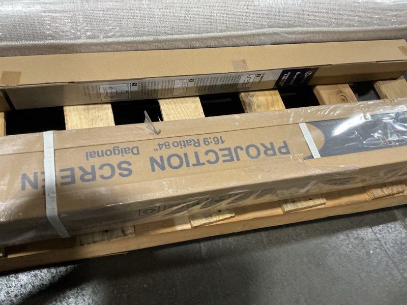 Condition photo showing Good Condition for ProHT 84" Manual Projection Screen (05363), 16:9 Aspect Ratio, Pull Down Projector Screen, Matte White,Home Theater/Cinema /Presentation Platform,Suitable for HDTV/Sports/Movies/Presentations,Black