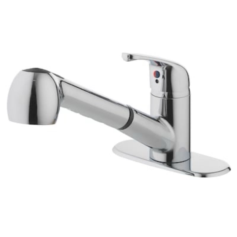 Project Source Chrome 1-handle Deck-mount Utility Faucet with Pulldown Sprayer