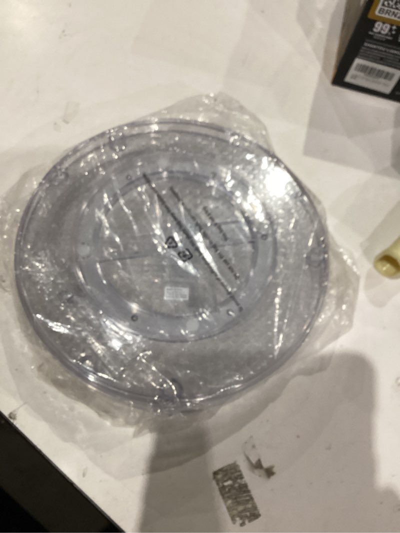 Condition photo showing As Is for Amazon Basics 2 Tier Lazy Susan Turntable Organizer, 12" Diameter, Clear 12" Diameter, 2 Tier