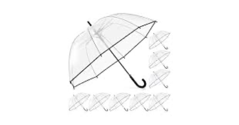 Sara Rain (6 Pack) 46" Adult Clear Bubble Umbrella Auto Open Fashion Dome Shaped European Hook Handl