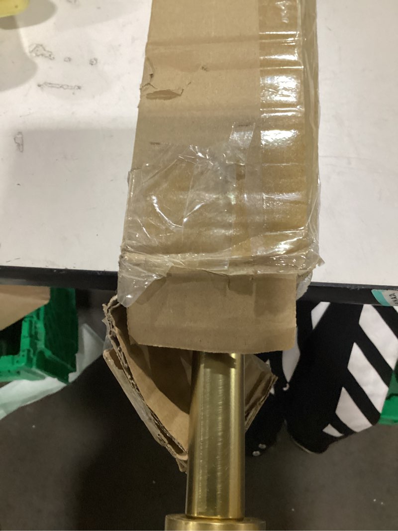 Condition photo showing Good Condition for 1 1/8 inch diameter curtain rods 144 to 240 inches(12-20ft), telescoping heavy duty large drapery rod with adjustable aluminum alloy bracket, solid end caps for windows patio decoration, brushed gold brushed gold 144"-240"