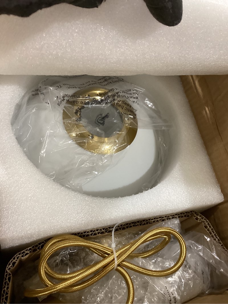 Condition photo showing Good Condition for bokt mid century modern gold globe pendant light milk white opal glass pendant light 1 light farmhouse brushed brass mini hanging pendant lights kitchen island for bathroom bedroom hallway (gold)