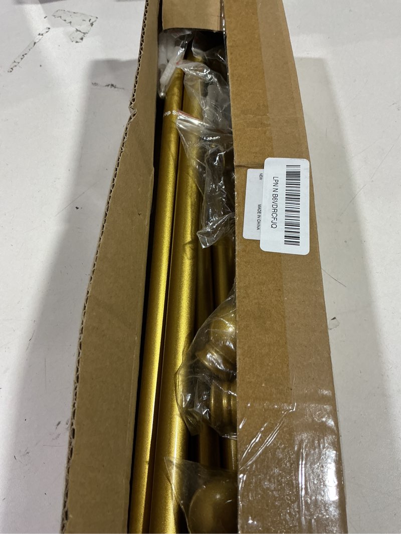 Condition photo showing New/Like New for 2 Pack Gold Curtain Rods for windows 32 to 48 inch, 5/8 inch Splicing Heavy Duty Metal Curtain Rod Set with Brackets 32-48" -2pcs Gold