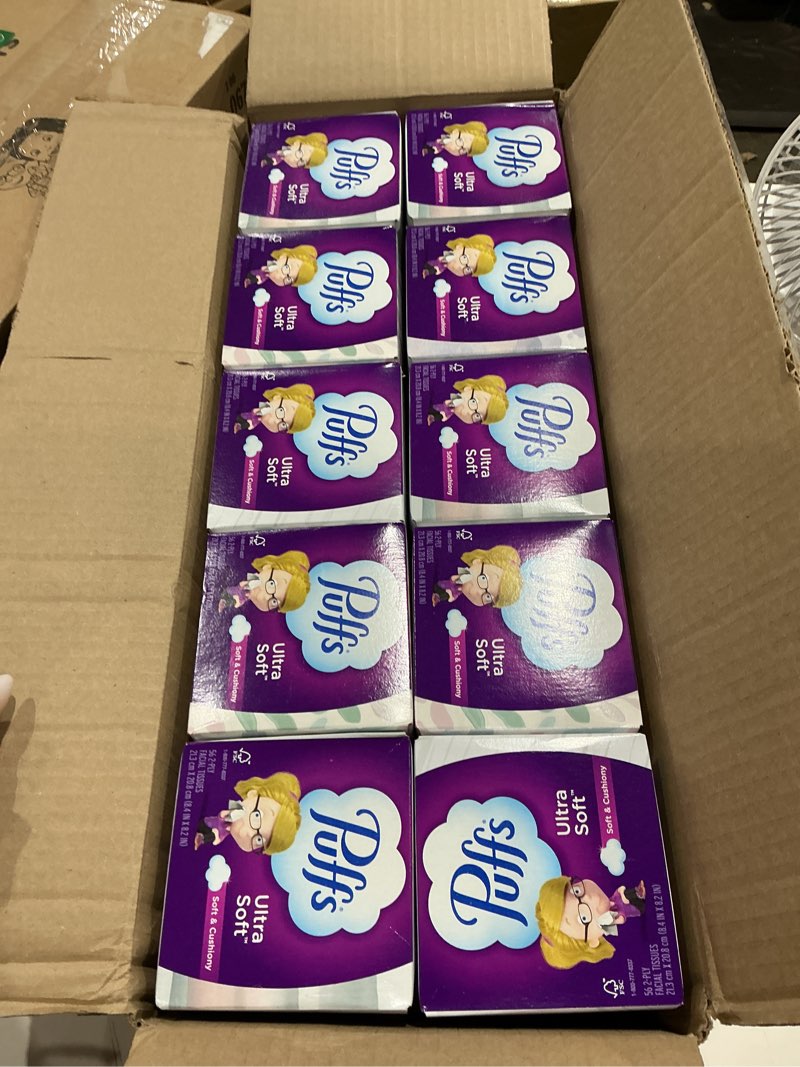 Condition photo showing New/Like New for puffs ultra soft non-lotion tissues, 10 cubes, 56 tissues per box 56 count (pack of 10)