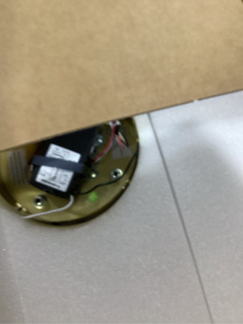 Condition photo showing As Is for Flush Mount Ceiling Fan with Light, 22" Modern Crystal Chandelier Ceiling Fan with Smart 4-Light Color Change, Luxury LED Ceiling Fan, Low Profile Ceiling Fan for Bedroom (Gold) Gold - 22 Inch