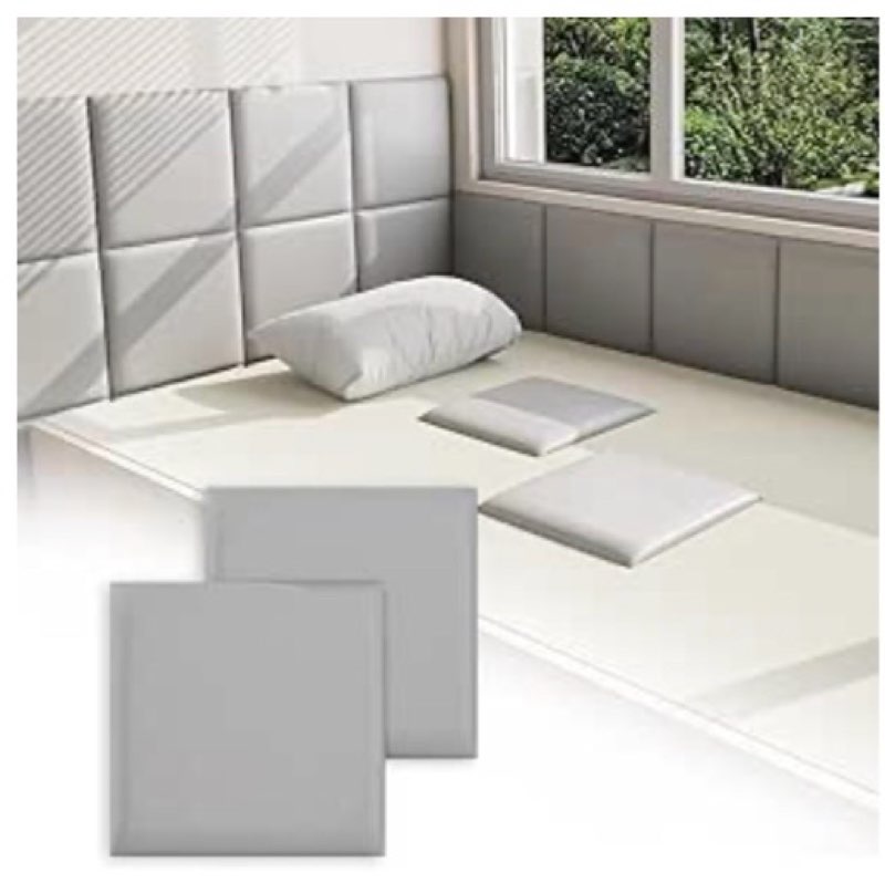 Umedol 3D Anti-Collision Wall Padding for Kids, Grey Peel and Stick headboard Panels, Self-Adhesive 