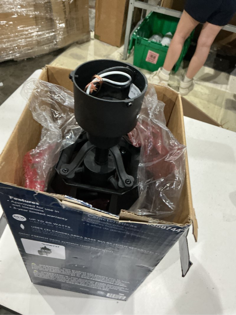 Condition photo showing As Is for allen + roth french 21.34-in black traditional outdoor light post lantern