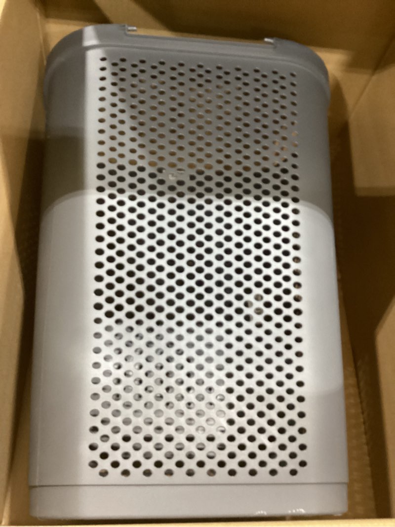 Condition photo showing Good Condition for mind reader slim laundry hamper with lid, 60l clothes basket, ventilated plastic, gray gray single