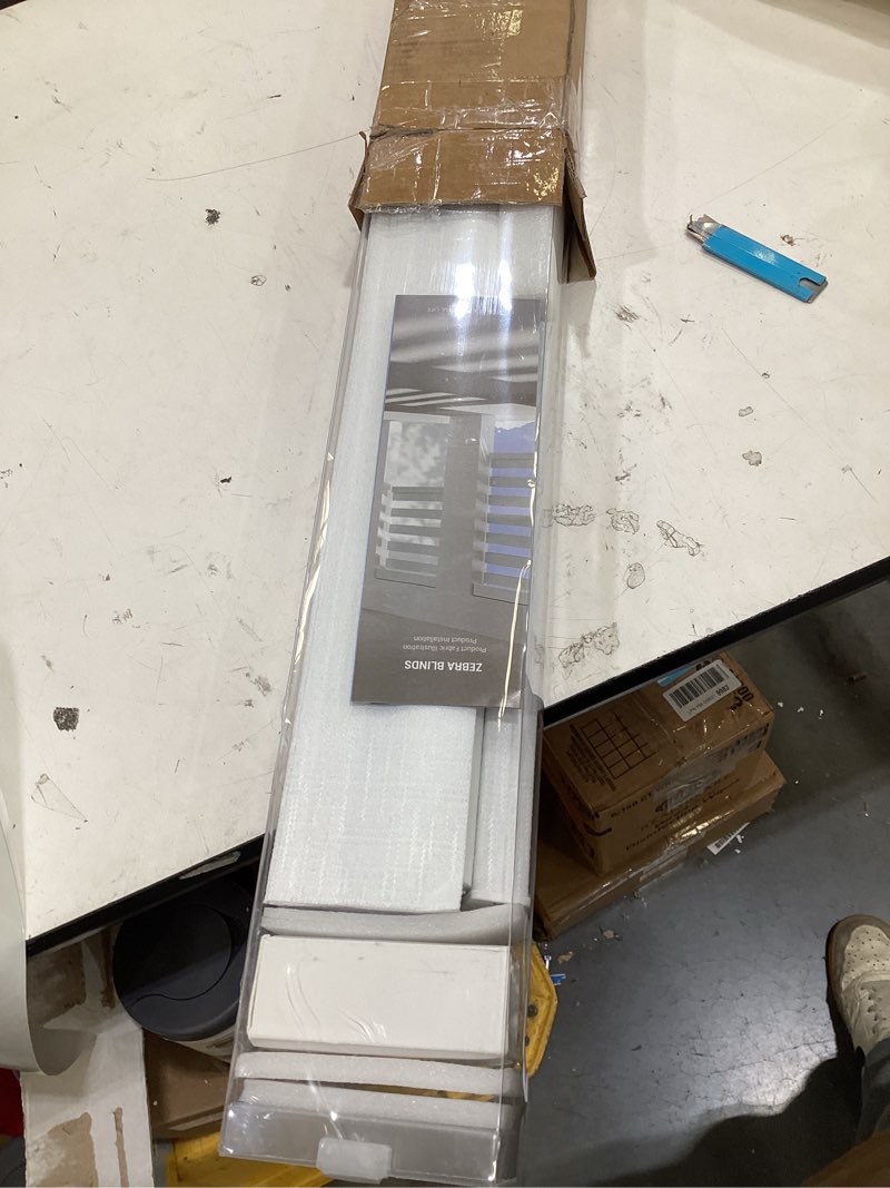 Condition photo showing As Is for shadesu zebra blinds for indoor window roller, zebra shades for windows privacy light filtering shades (maxium height 72inch) (white color)(width 33 inch) 1.white 33"w x 72"h