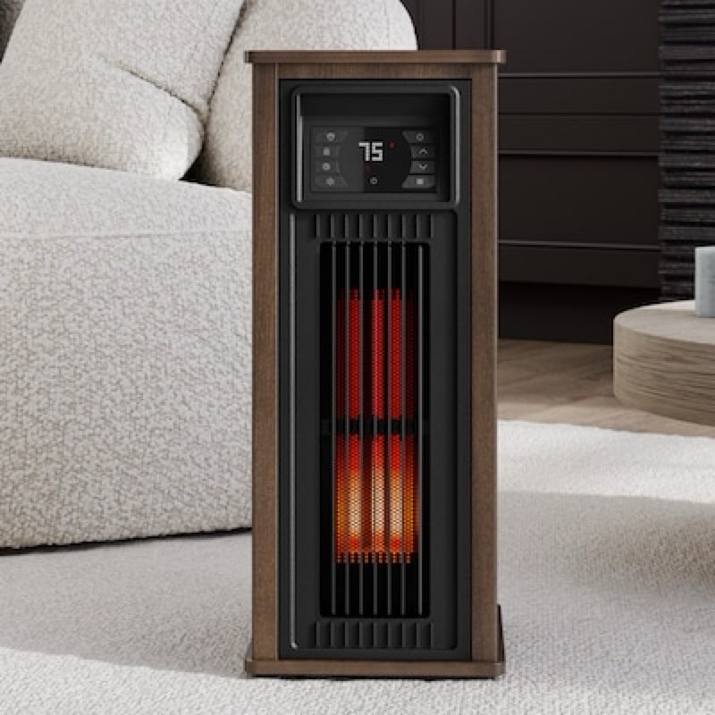 utilitech utilitech 1500 -watt infrared quartz tower indoor electric space heater with thermostat with