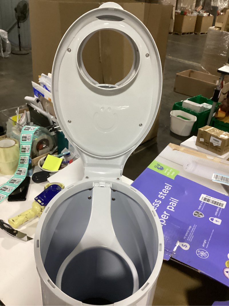 Condition photo showing As Is for Ubbi Steel Diaper Pail - White