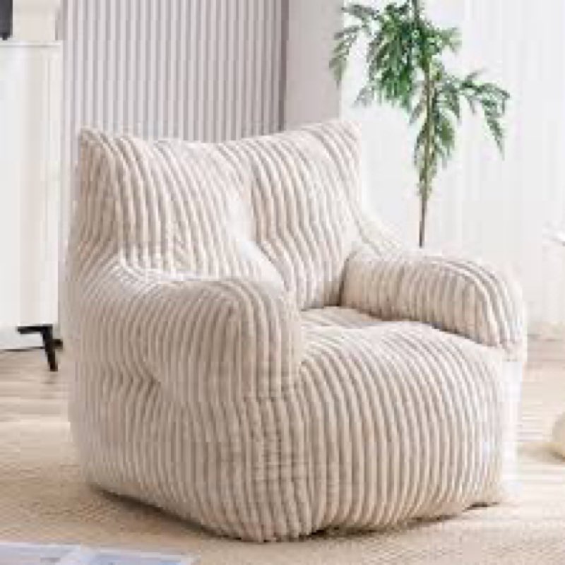 Giant Bean Bag Chairs for Adults with Filling Plush Fluffy Bean Bag Chairs for Teens with Armrests Comfy BeanBag Lazy Couch Sofa Chair for Bedroom Living Room Reading