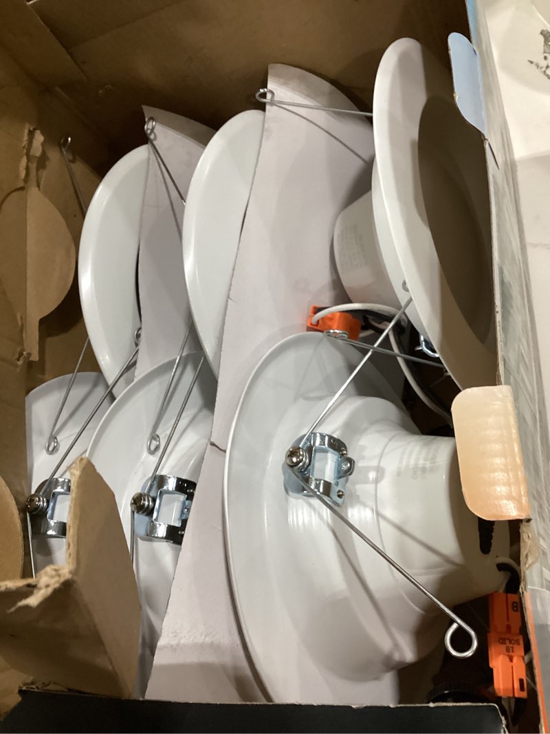 Condition photo showing Good Condition for Feit Electric LED Downlight Retrofit Kit with Baffle Trim, 75W Equivalent, 5/6-Inch Dimmable Recessed Light, Adjustable White 2700K–5000K, 90+ CRI, for Living, Bathroom, Dining & Kitchen Room 6 Count (Pack of 1) 6 Way + 75W