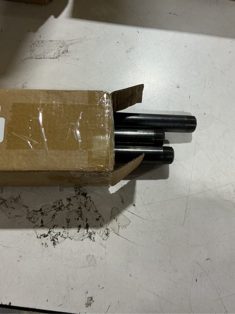 Condition photo showing New/Like New for geilspace 6 pack 3/4" × 8" pre-cut black metal pipe, industrial steel fits standard three quarters inch black threaded pipes and fittings - vintage diy industrial shelving (3/4" × 8") 3/4" × 8" black