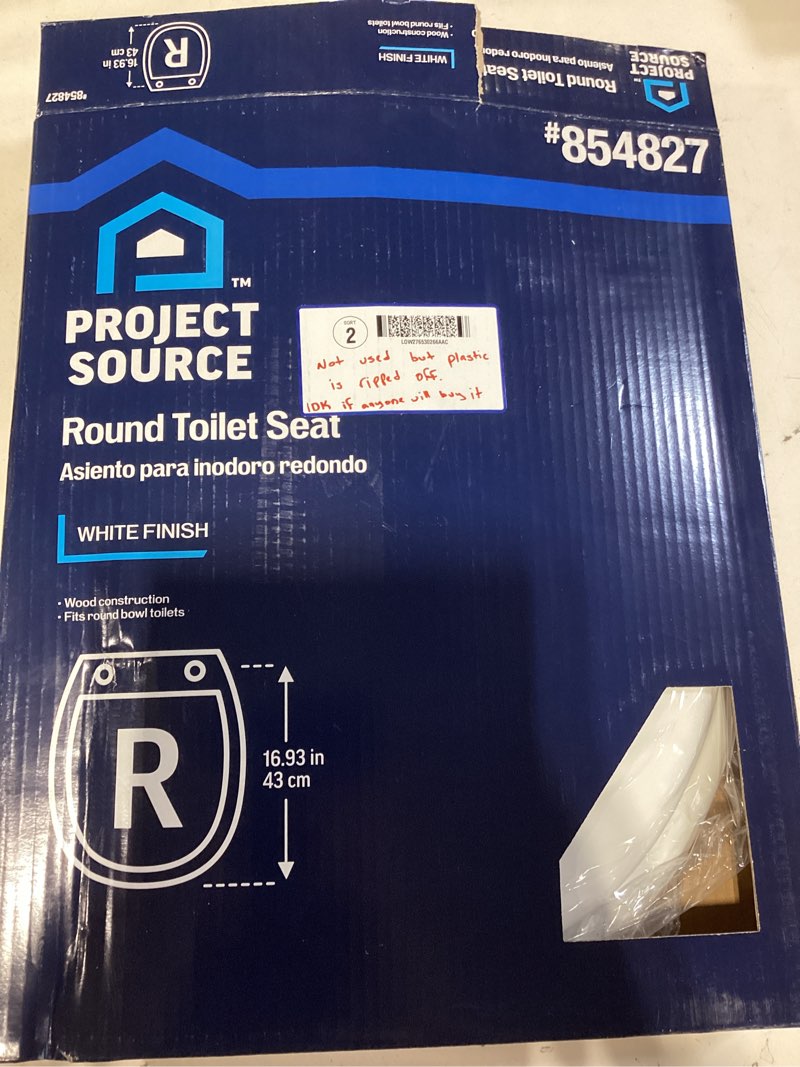 Condition photo showing New/Like New for project source wood white round toilet seat