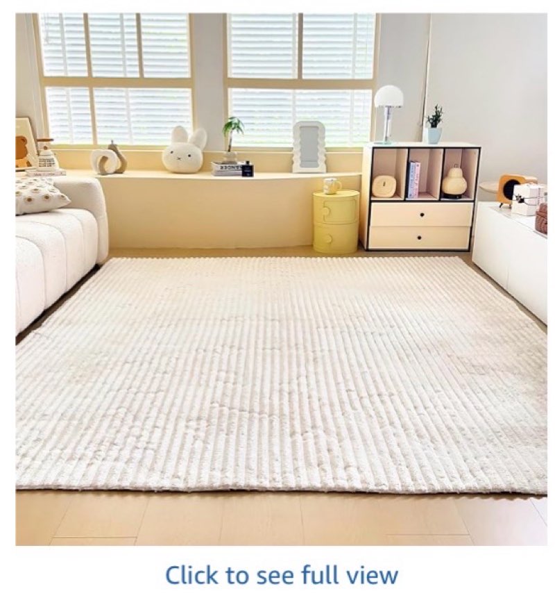 Faux Fur White Area Rug for Bedroom Living Room Sofa,6'X9' Fluffy Shaggy Rectangular Square Rug for 