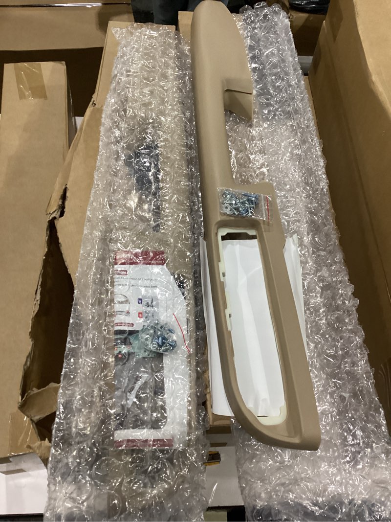Condition photo showing New/Like New for kairay 80994 driver & passenger side front armrest, door panel compatible with chevy silverado avalanche suburban gmc sierra 2010-2014, door release handle above armrest 27 in, beige gm# 84127280 driver & passenger side beige