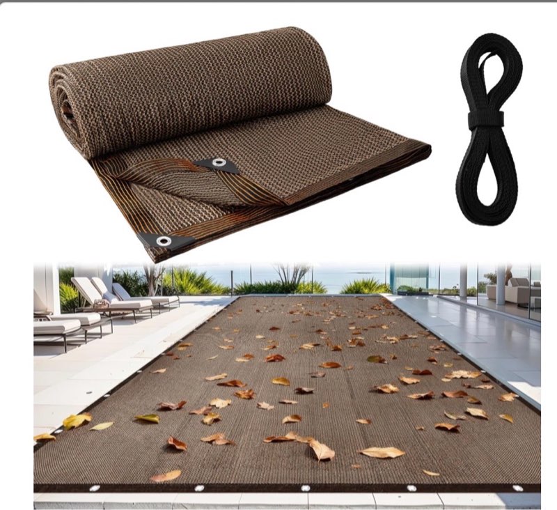 LUCKIPLUS Pool Leaf Net Cover with Gromments and Ropes, 20 x 40 FT Mesh Pool Covers for Inground/Abo