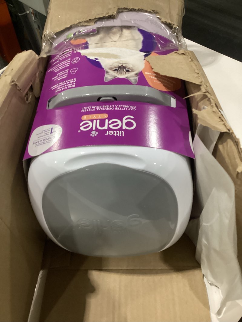 Condition photo showing Good Condition for litter genie style pail cat litter box waste disposal system for odor control includes 1 square refill bag white