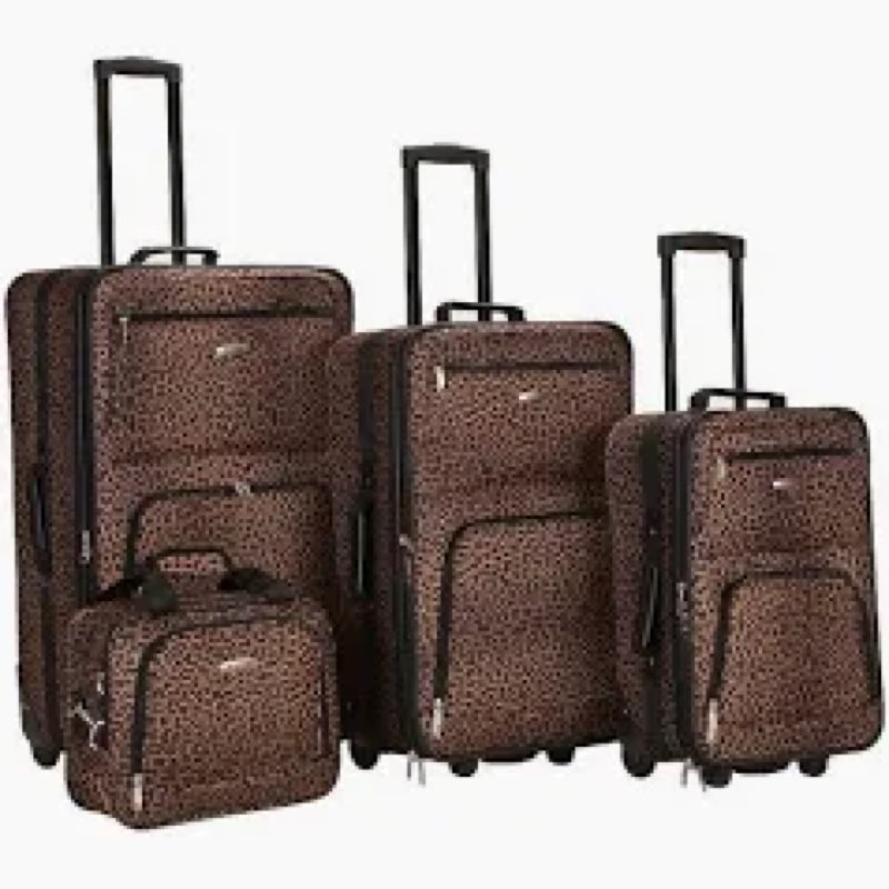 Rockland Jungle Softside Upright Luggage, Leopard, 4-Piece Set (14/19/24/28)