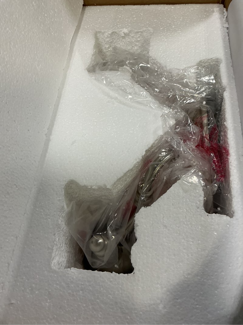 Condition photo showing Good Condition for Aspen Creative 62021-2, Two-Light Metal Bathroom Vanity Wall Light Fixture, 15 1/2" Wide, Transitional Design in Satin Nickel with Frosted Glass Shade Satin Nickel 2-LIGHT