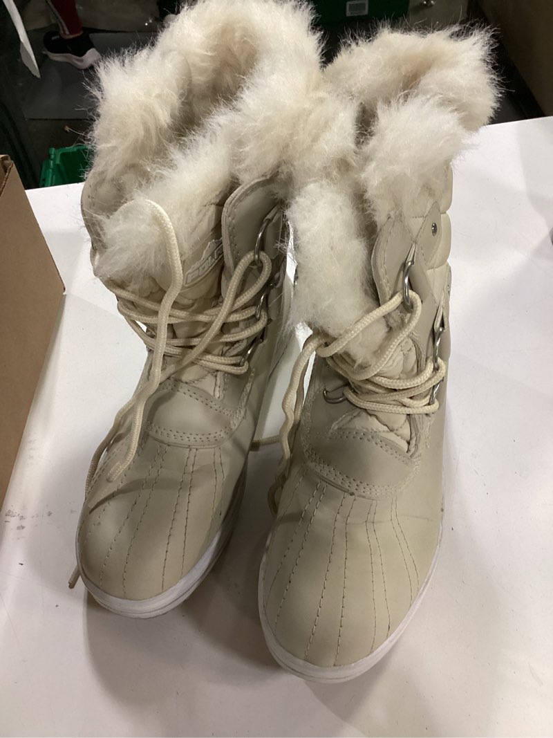 Condition photo showing As Is for polar womens snow boot quilted short winter snow rain warm waterproof boots (us 7) beige