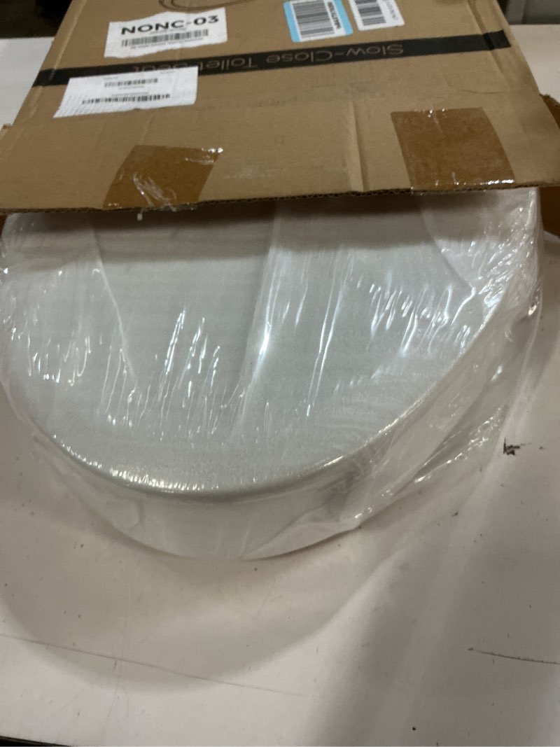 Condition photo showing New/Like New for elevated toilet seat 3 inch, elongated toilet seat risers for seniors, slow close, heavy duty, never loosen, raised toilet seat elongated bowl, white(18.5”)